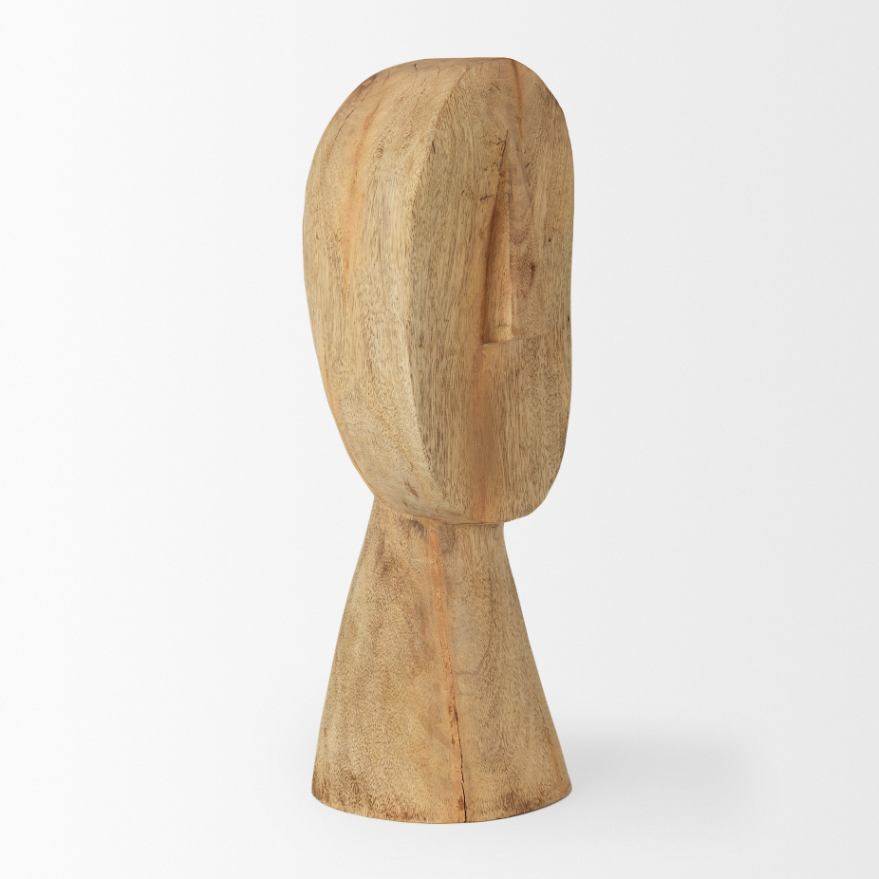 Ivan Wooden Head Sculpture-Size Large: Product Quarter View