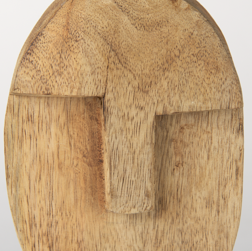 Ivan Wooden Head Sculpture-Size Medium: Up-Close Front Product View