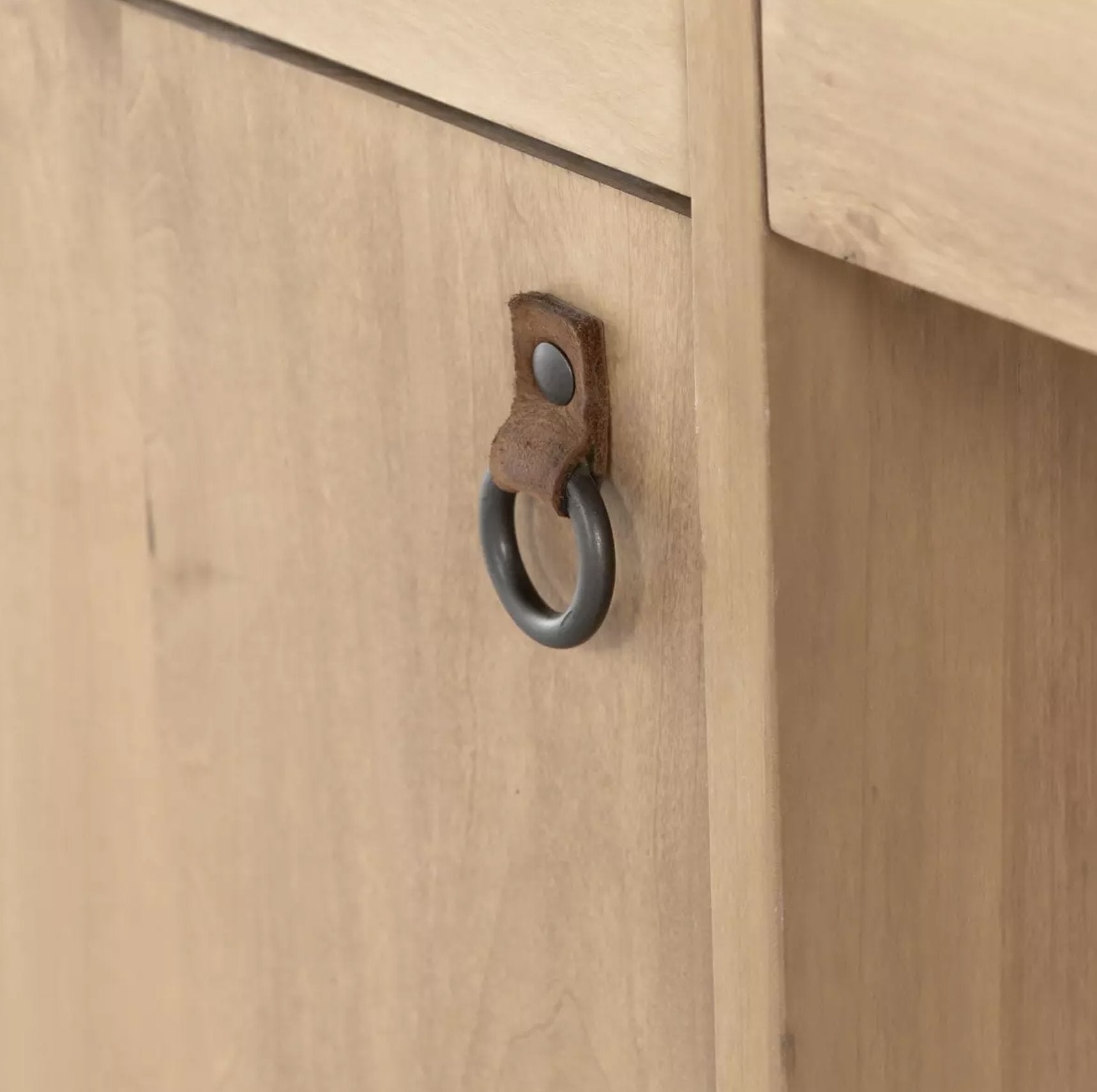 Isador Executive Desk: Leather Handle Hardware View