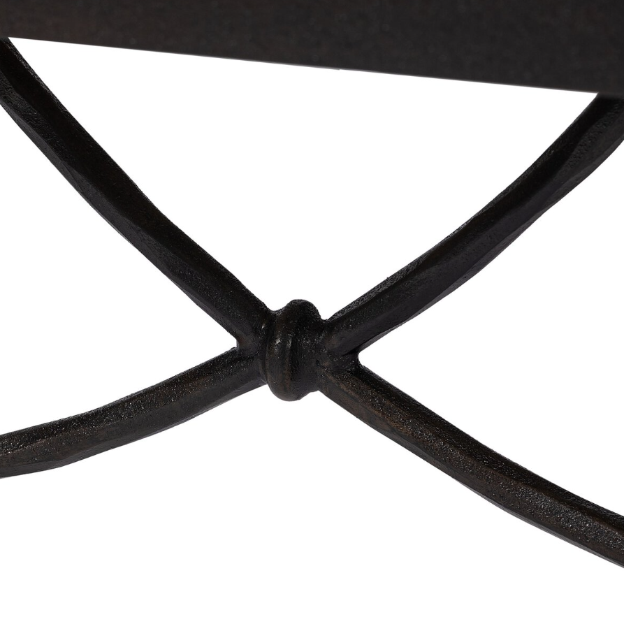 Jade Accent Stool: Up-Close Iron Frame View