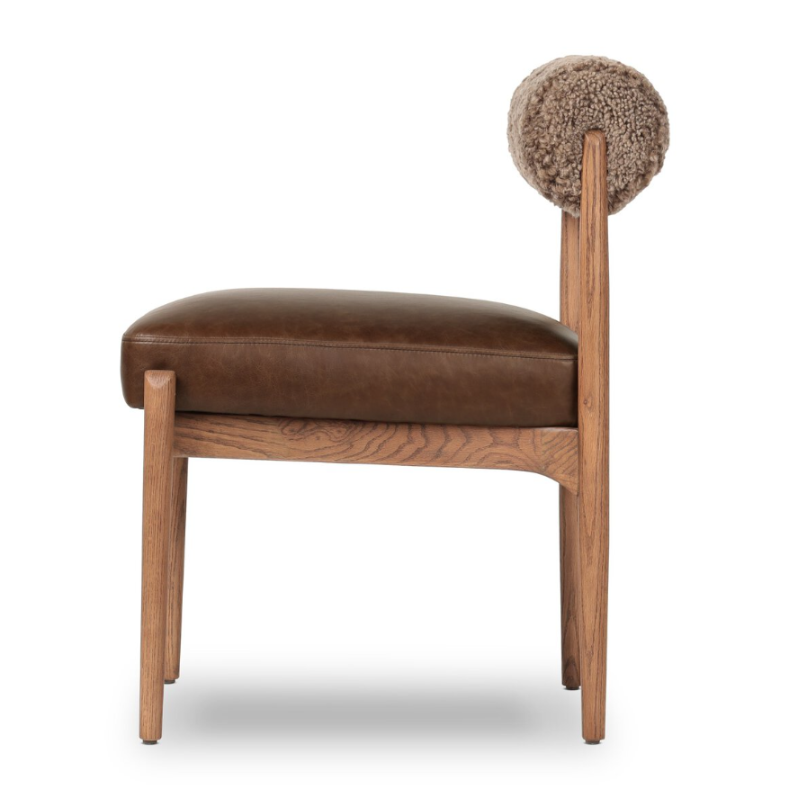 Jazelle Dining Chair-Taupe Shearling: Product Side View