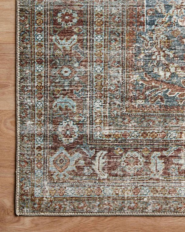 Chris Loves Julia x Loloi Jules Rug in Lagoon/Brick: Pattern View