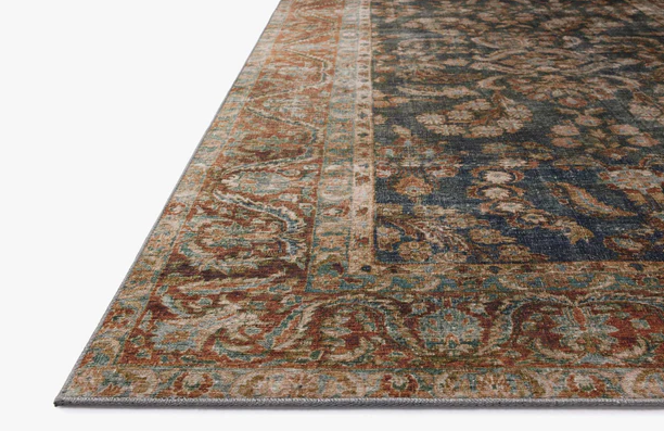 Chris Loves Julia X Loloi Jules Rug in Ocean/Spice: Product Pile Height View