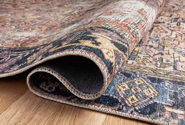 Chris Loves Julia X Loloi Jules Rug in Terracotta/Multi: Product Folded View