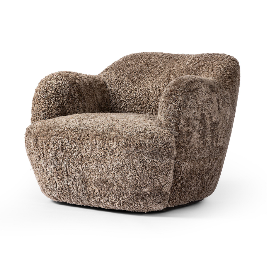 Julius Swivel Chair-Taupe Shearling: Product View