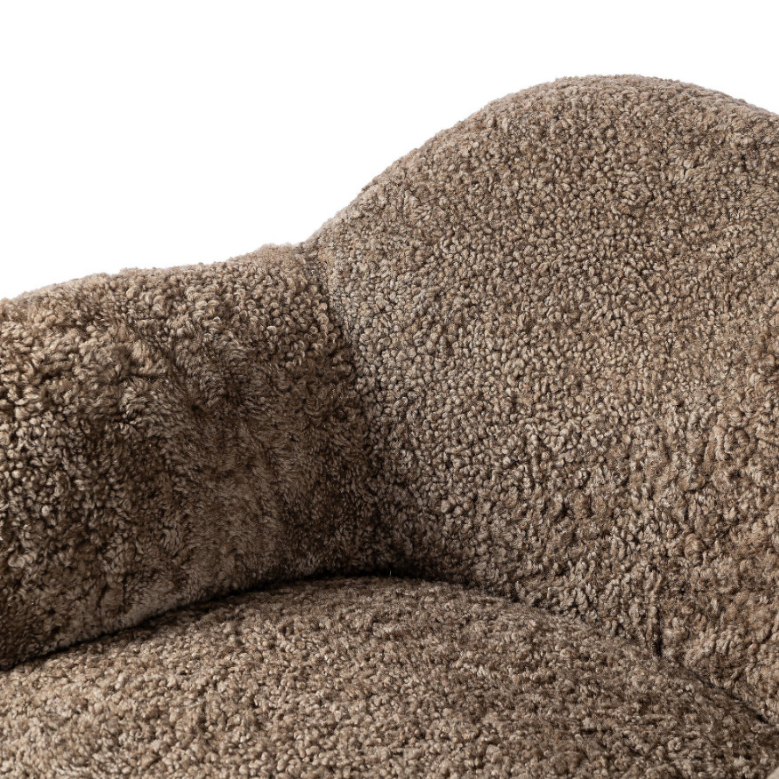 Julius Swivel Chair-Taupe Shearling: Up-Close Product View