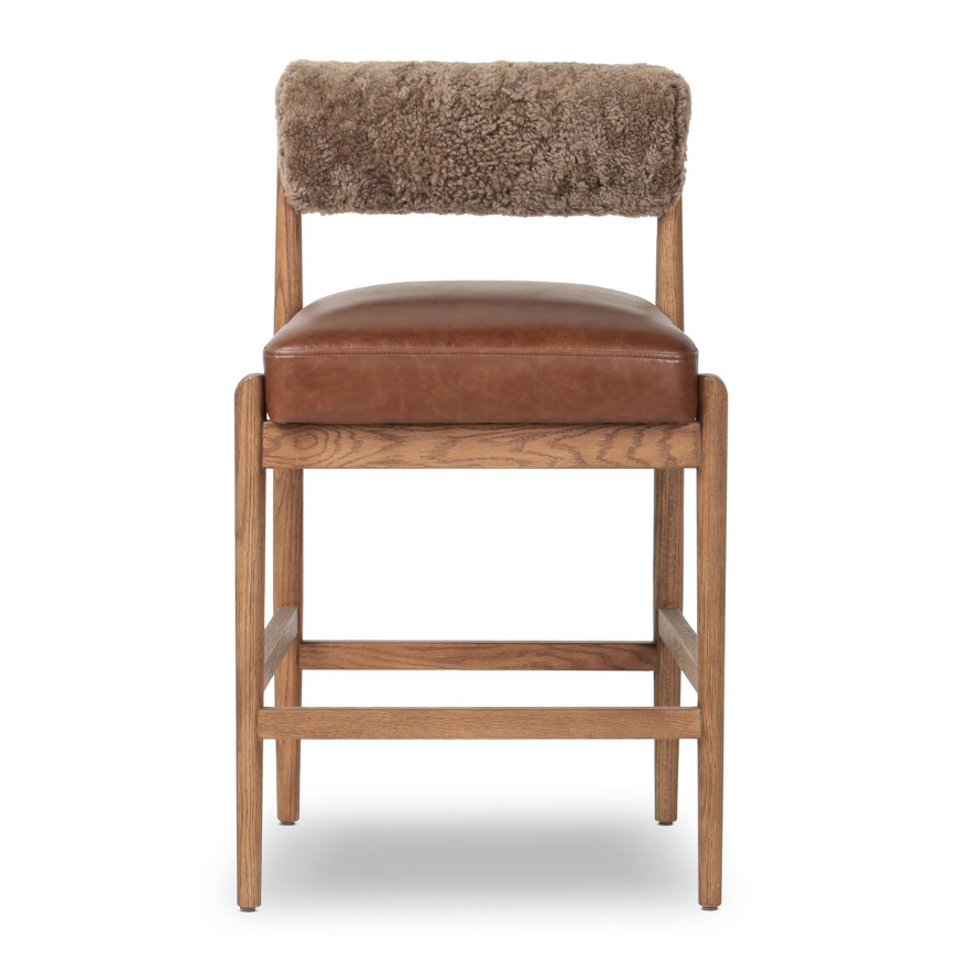 Jazelle Counter Stool-Havana Brown with Shearling: Available at City Home PDX