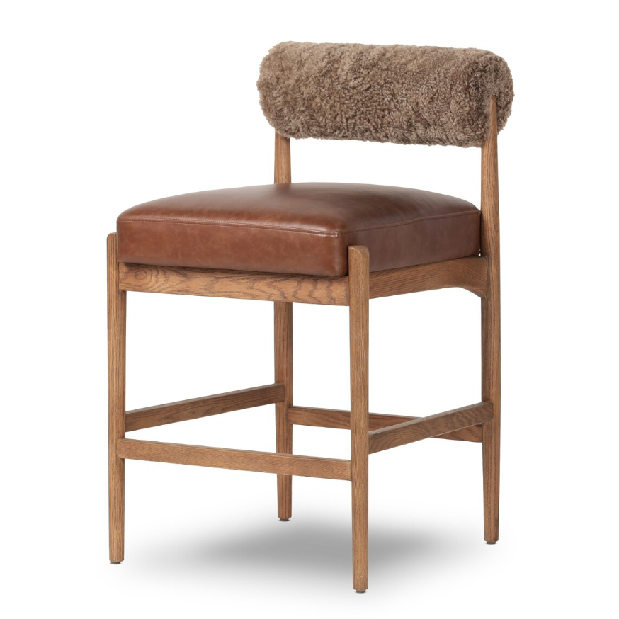 Jazelle Counter Stool-Havana Brown with Shearling: Product View