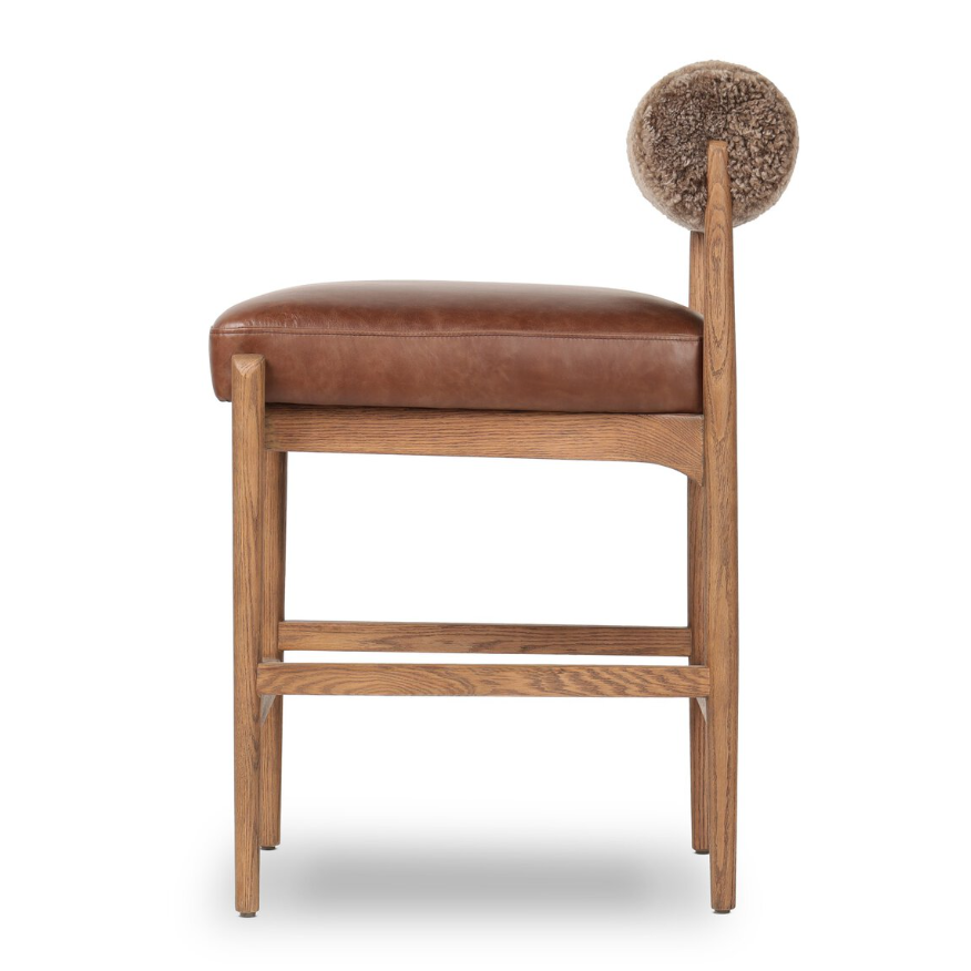 Jazelle Counter Stool-Havana Brown with Shearling: Product Side View