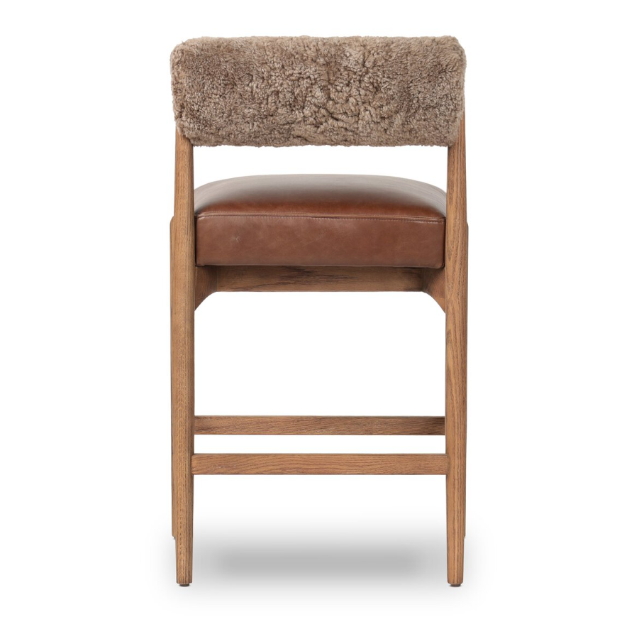 Jazelle Counter Stool-Havana Brown with Shearling: Product Back View