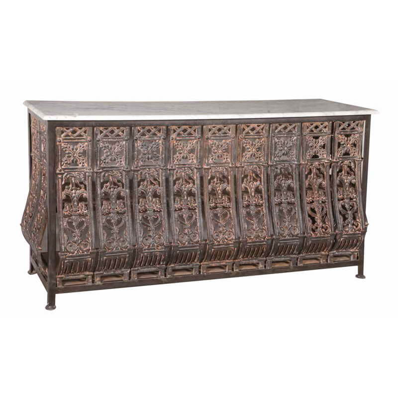 Reclaimed Balcony Console Table with Marble Top - shop unique reclaimed furniture at City Home