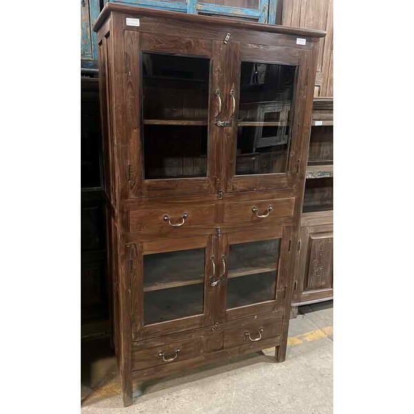 Teak Cabinet with Glass Style 2 - shop vintage storage at City Home