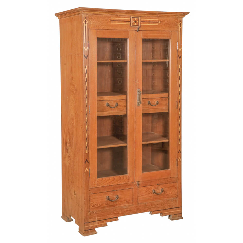 Teak Cabinet with Glass and Inlay Style A - part of the Heritage Market collection at City Home