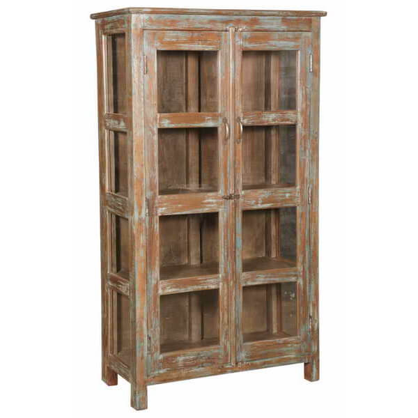 Teak Wood Cabinet with Glass - shop vintage and reclaimed furniture at City Home
