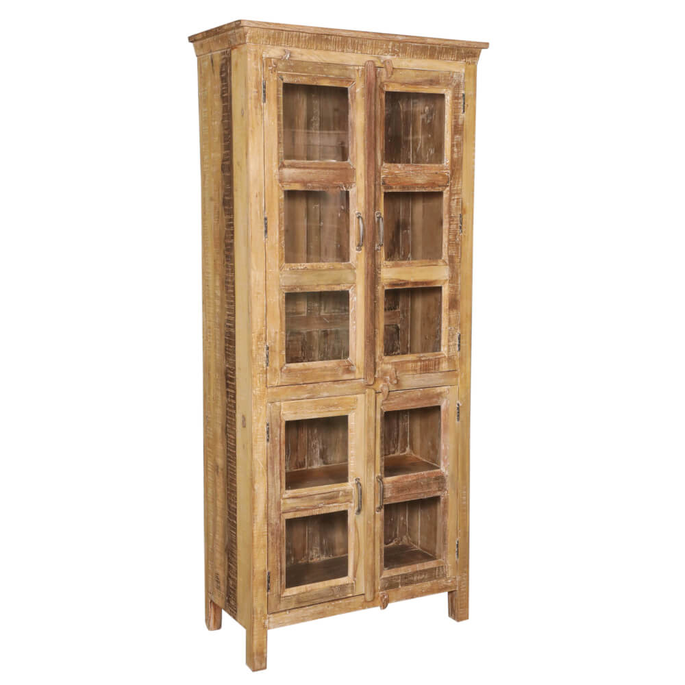 Light Teak Cabinet with Glass Style E - shop reclaimed and vintage furniture at City Home