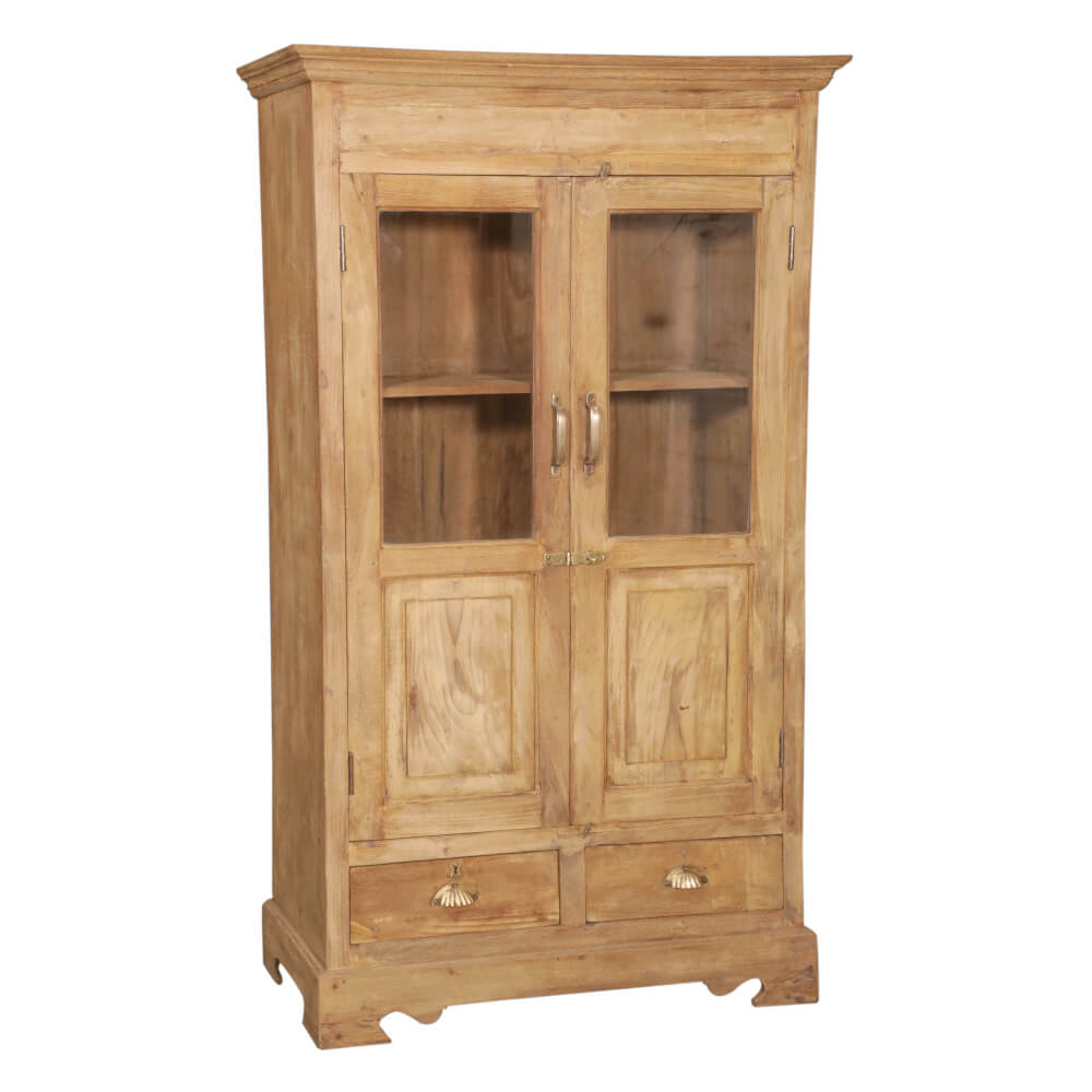 Light Teak Cabinet with Glass Style B - available at City Home