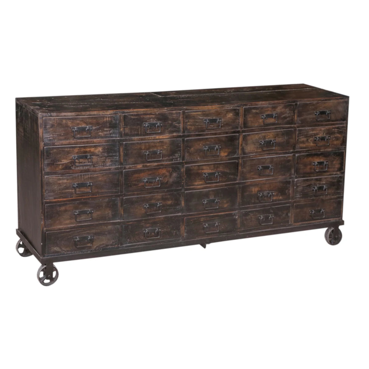Wooden Chest with Iron Stand and Wheels - shop office furniture at City Home