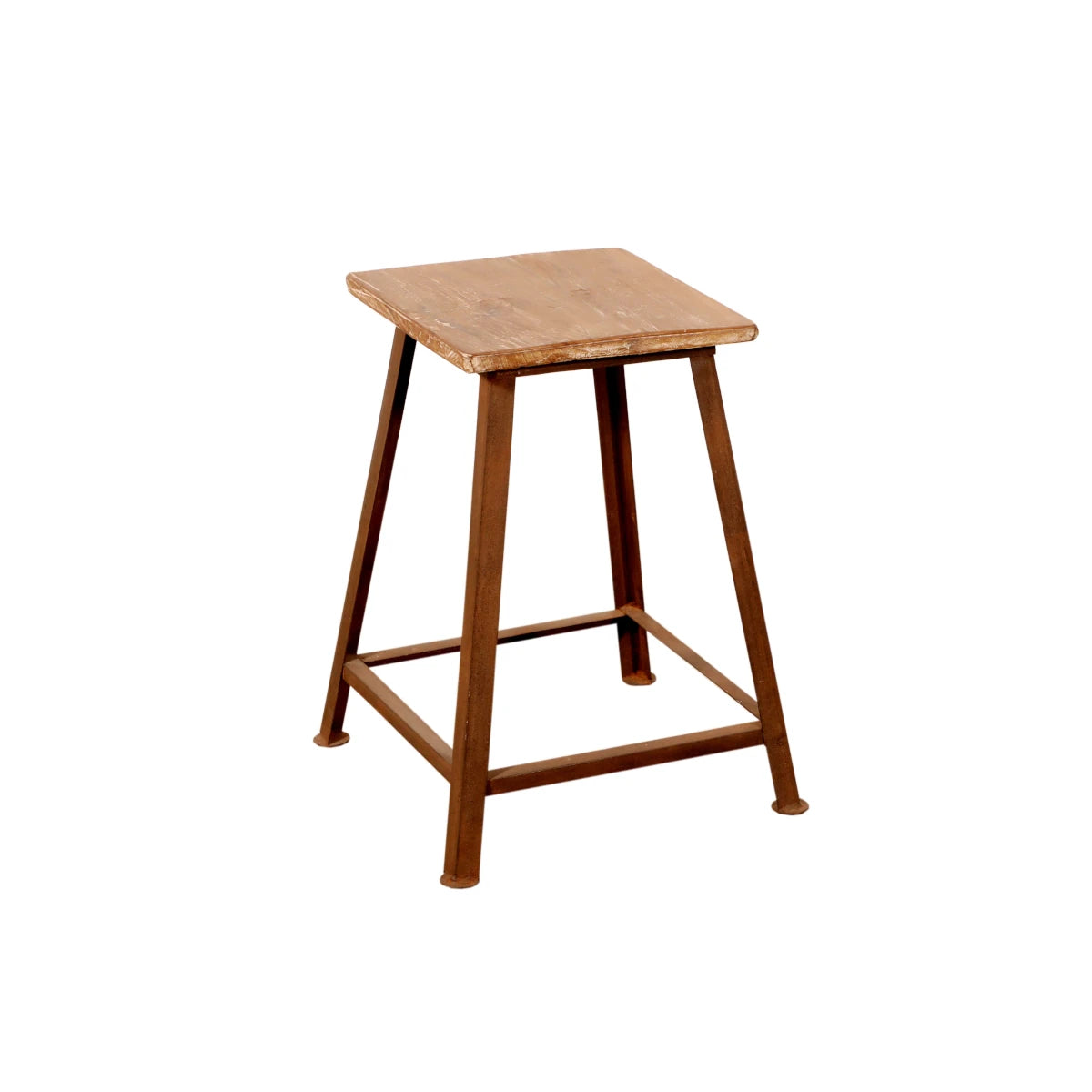 Handcrafted Teak and Iron Stool - shop vintage furniture at City Home