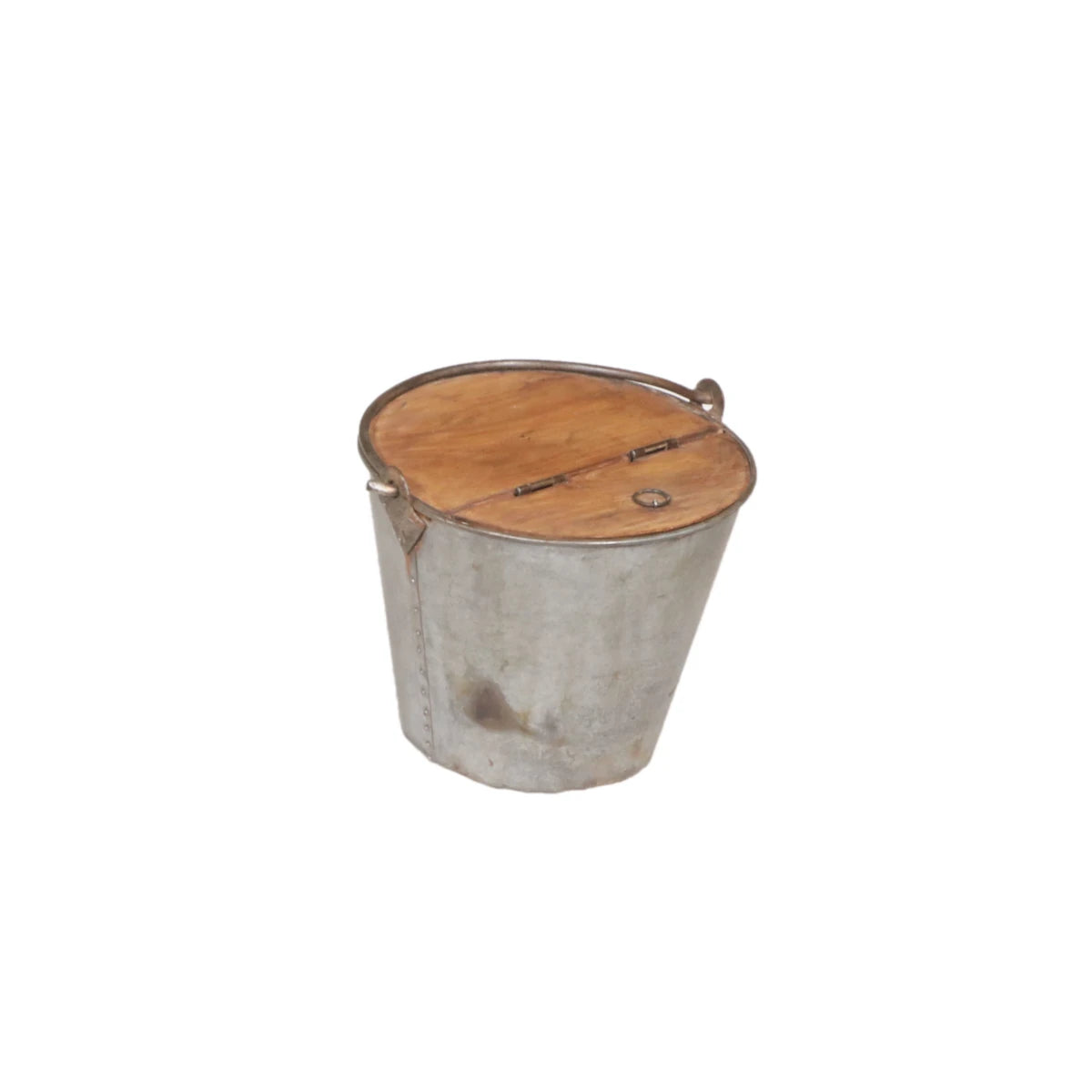 Handmade Iron Bucket with Teak Lid - shop rustic decor at City Home