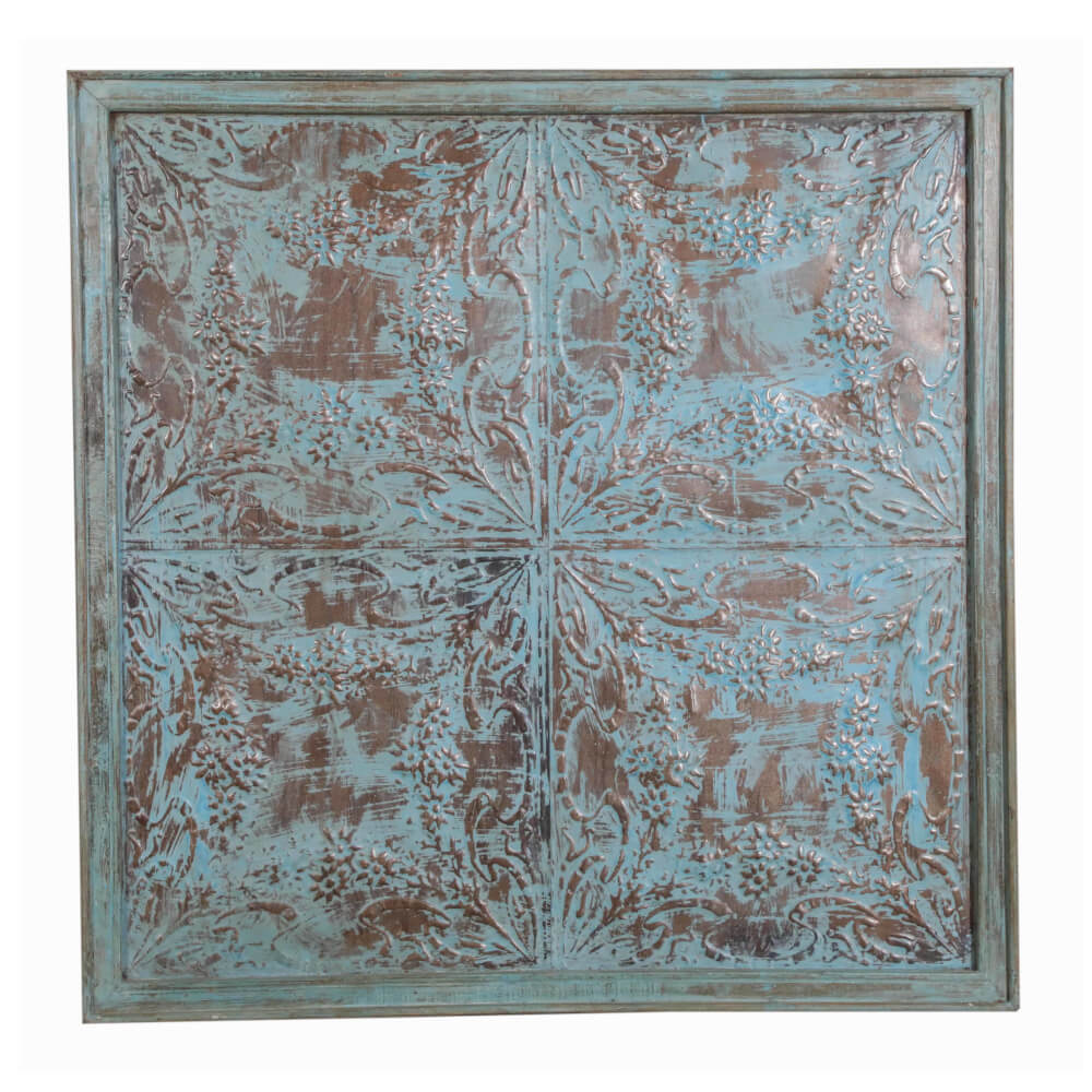 Vintage Iron Ceiling Panel with Wood Frame - shop unique vintage finds at City Home