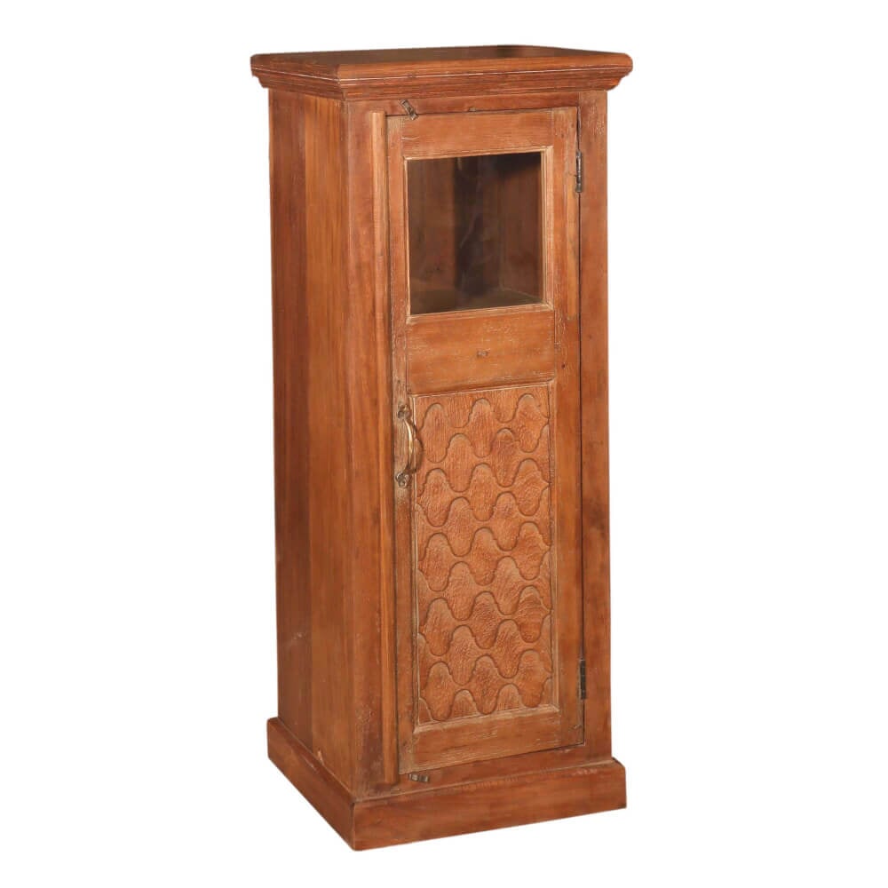 Narrow Teak Cabinet with Glass - shop unique reclaimed furniture at City Home
