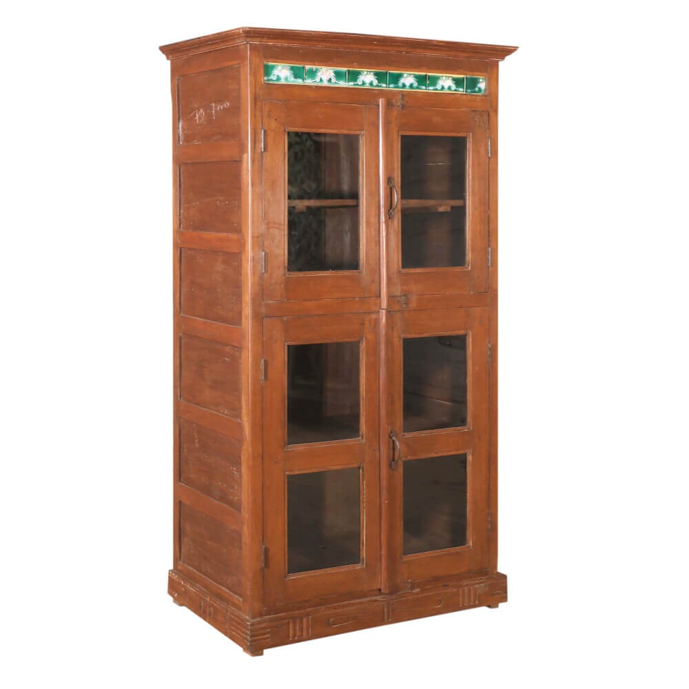 Teak Cabinet with Glass and Inlay Style D - part of the Heritage Market collection at City Home