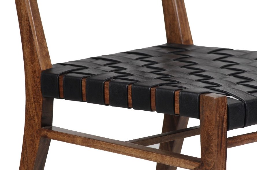 Kier Dining Chair: Woven Leather Seat