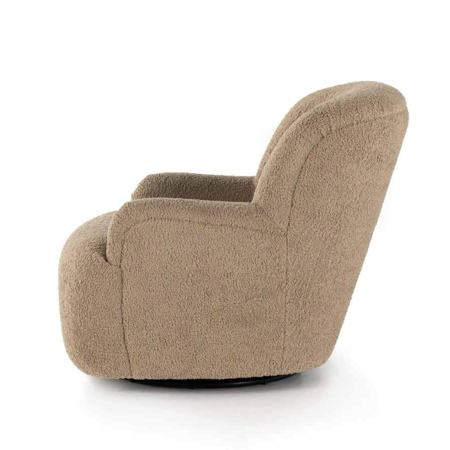 Kadon Swivel Chair-Sheepskin Camel: Product Side View