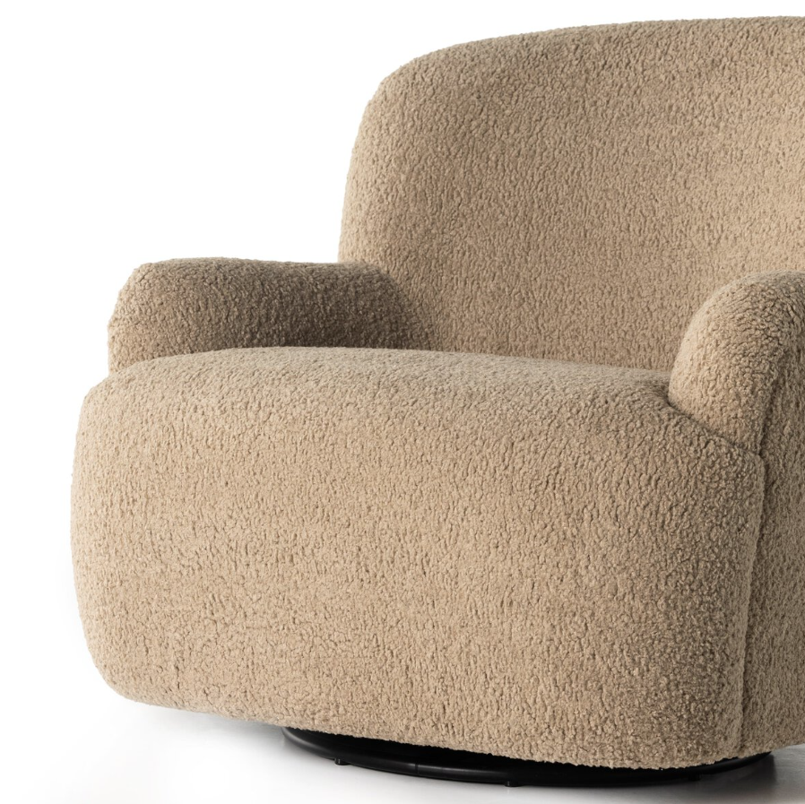 Kadon Swivel Chair-Sheepskin Camel: Front Product View
