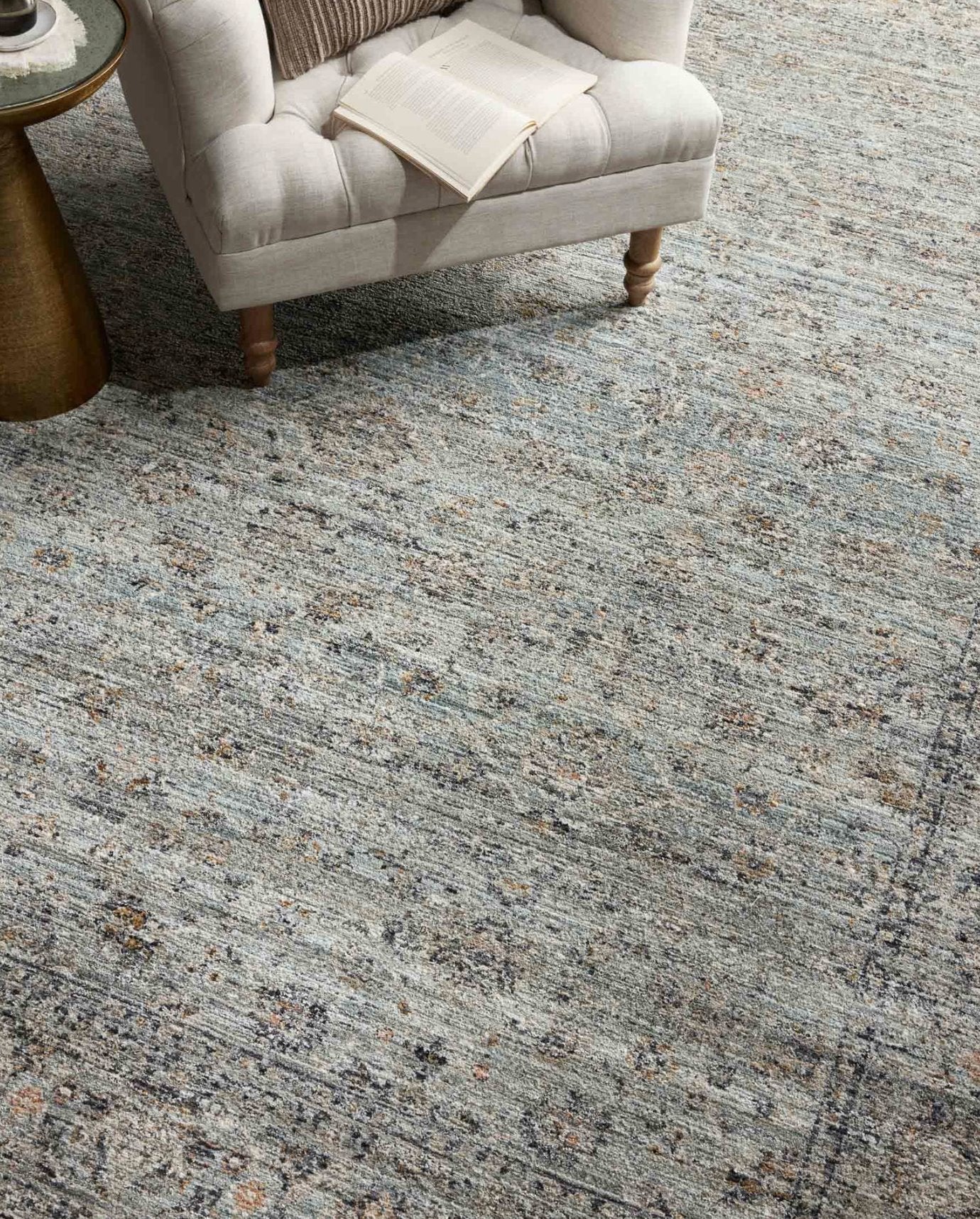Jean Stoffer x Loloi Katherine Rug in Ocean/Gold: Up-Close Product View