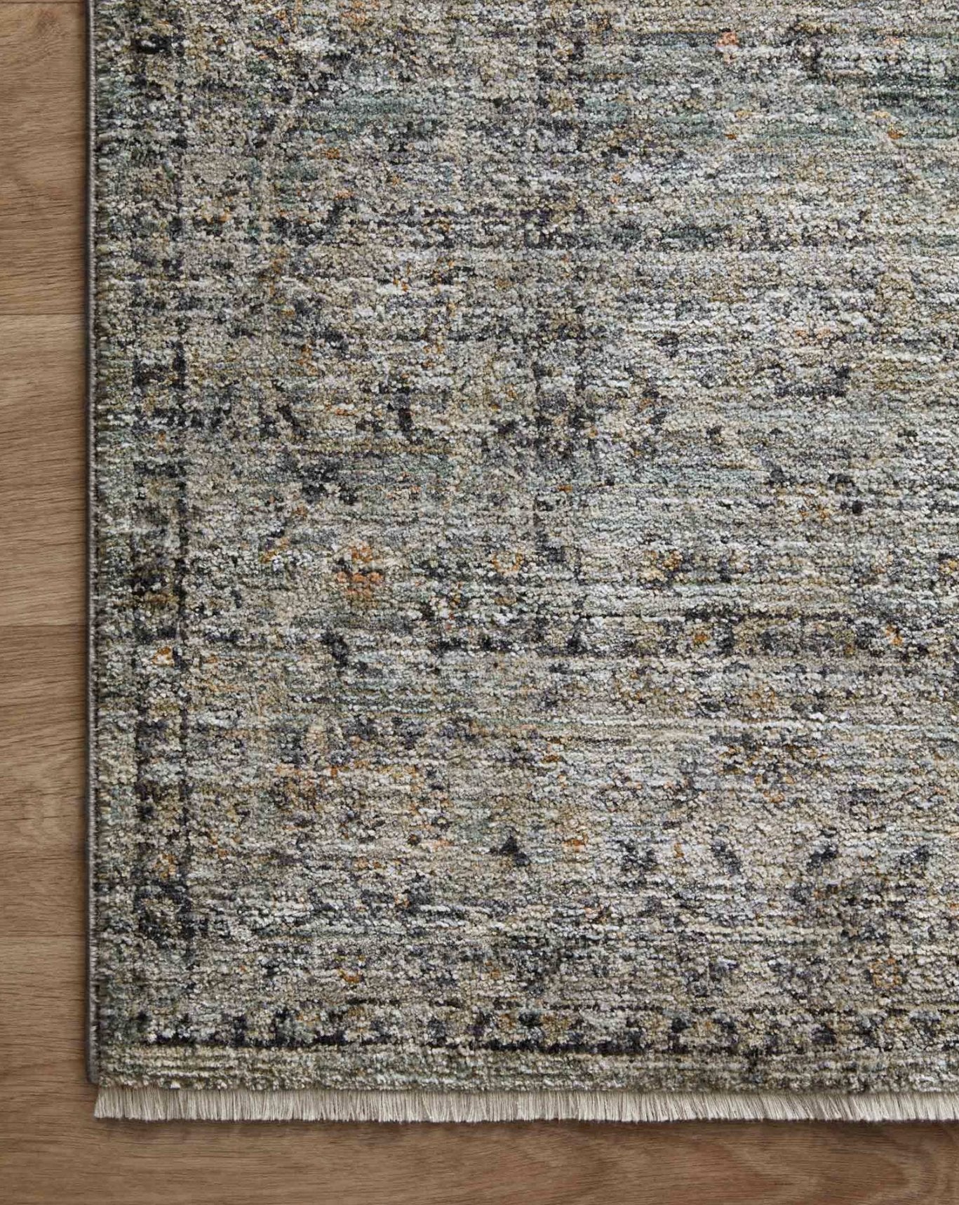 Jean Stoffer x Loloi Katherine Rug in Ocean/Gold: Product Corner View