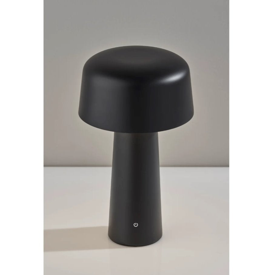 Lenny Cordless LED Table Lamp in Black: Front Product View