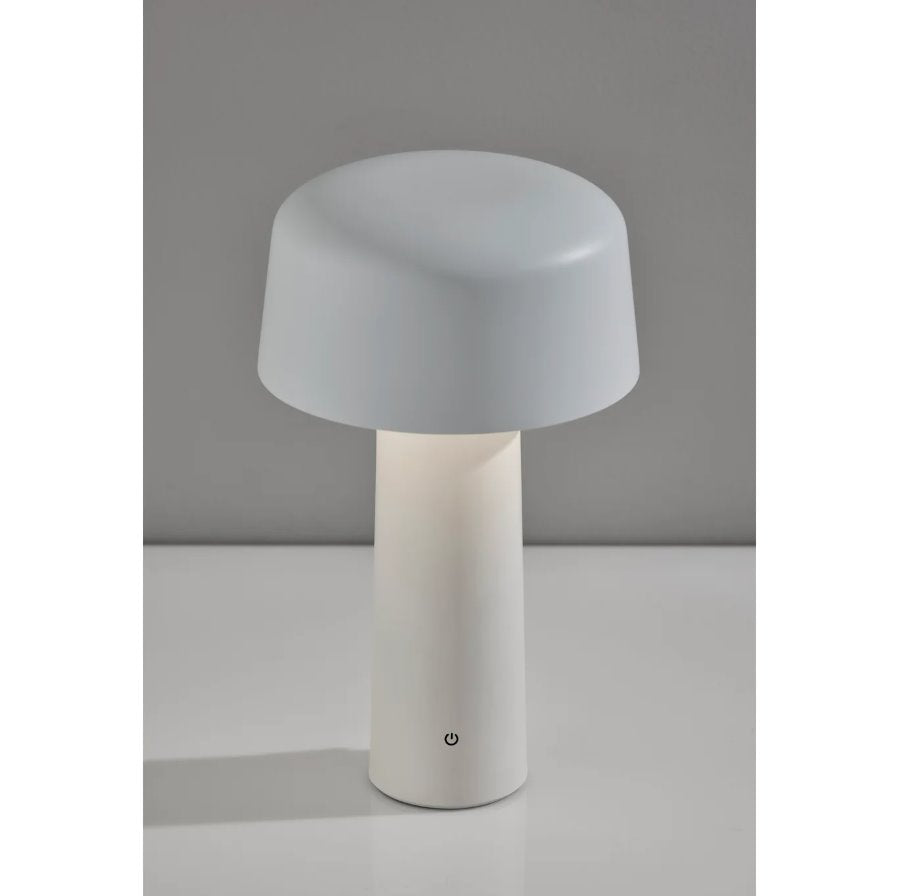 Lenny Cordless LED Table Lamp in White: Front Product View