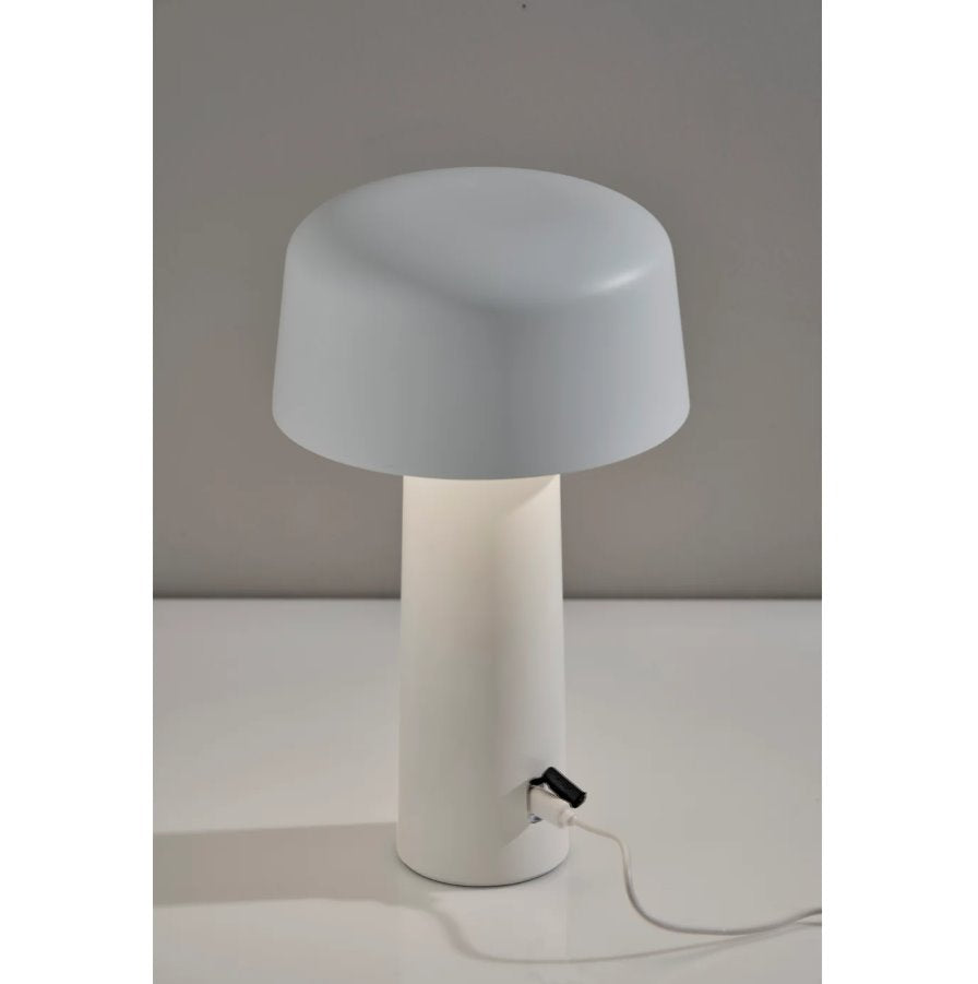 Lenny Cordless LED Table Lamp in White: USB Cord Product View