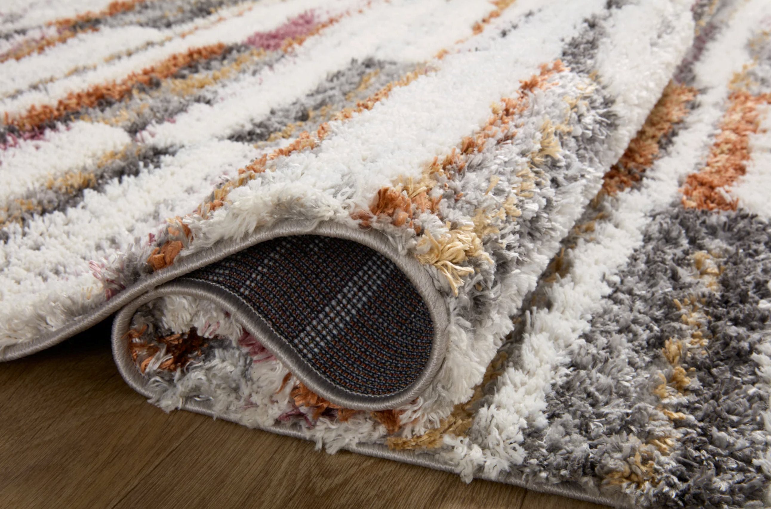 Levitt Rug in Ivory/Sunset: Folded View