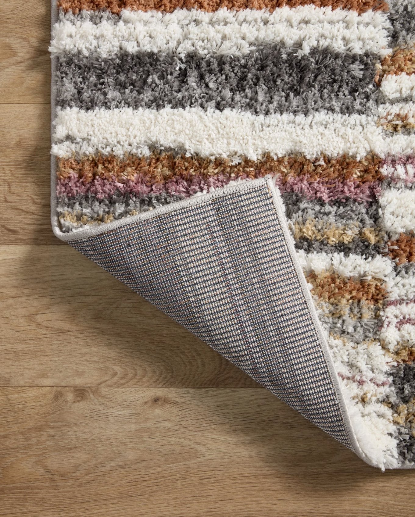 Levitt Rug in Ivory/Sunset: Backing View