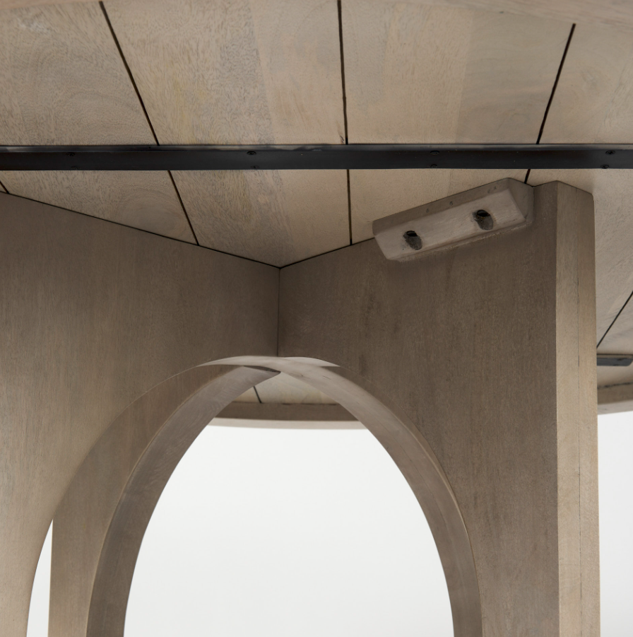 Liesl Circular Top Dining Table-Gray: Underneath Table View