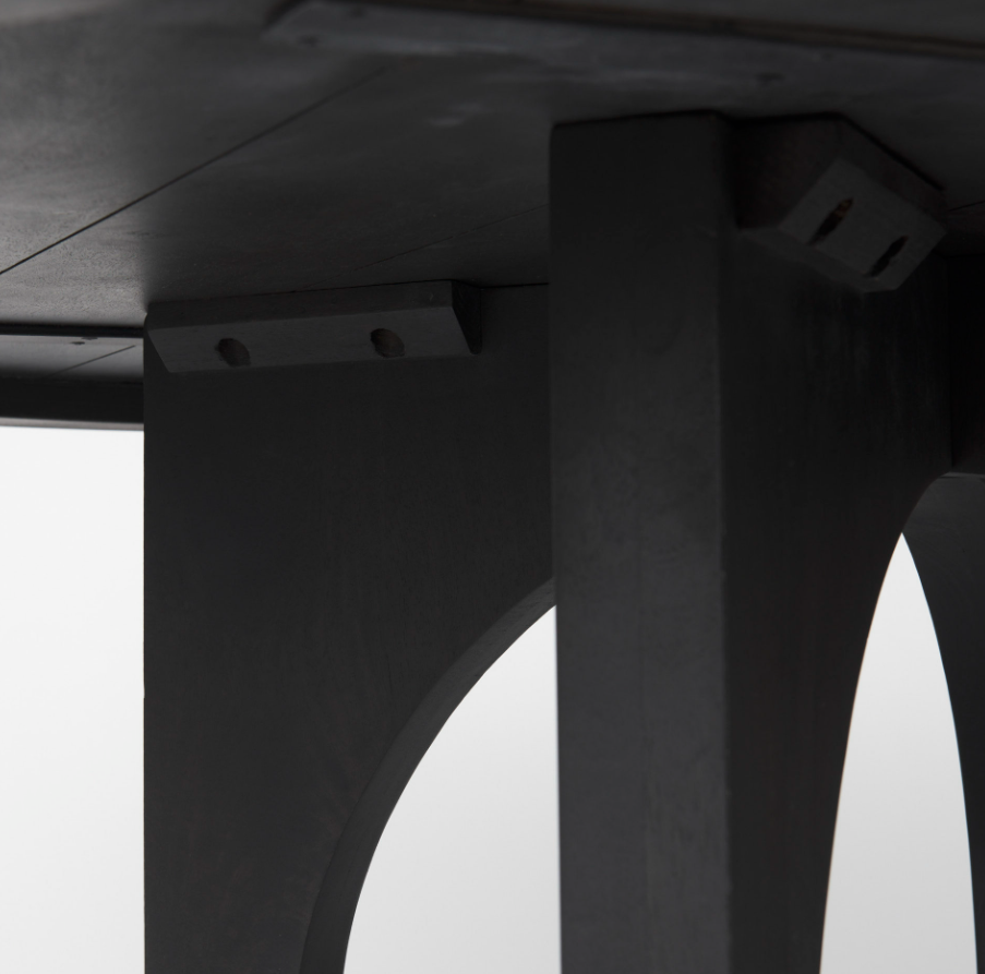 Liesl Circular Top Dining Table-Black: Underneath Table View