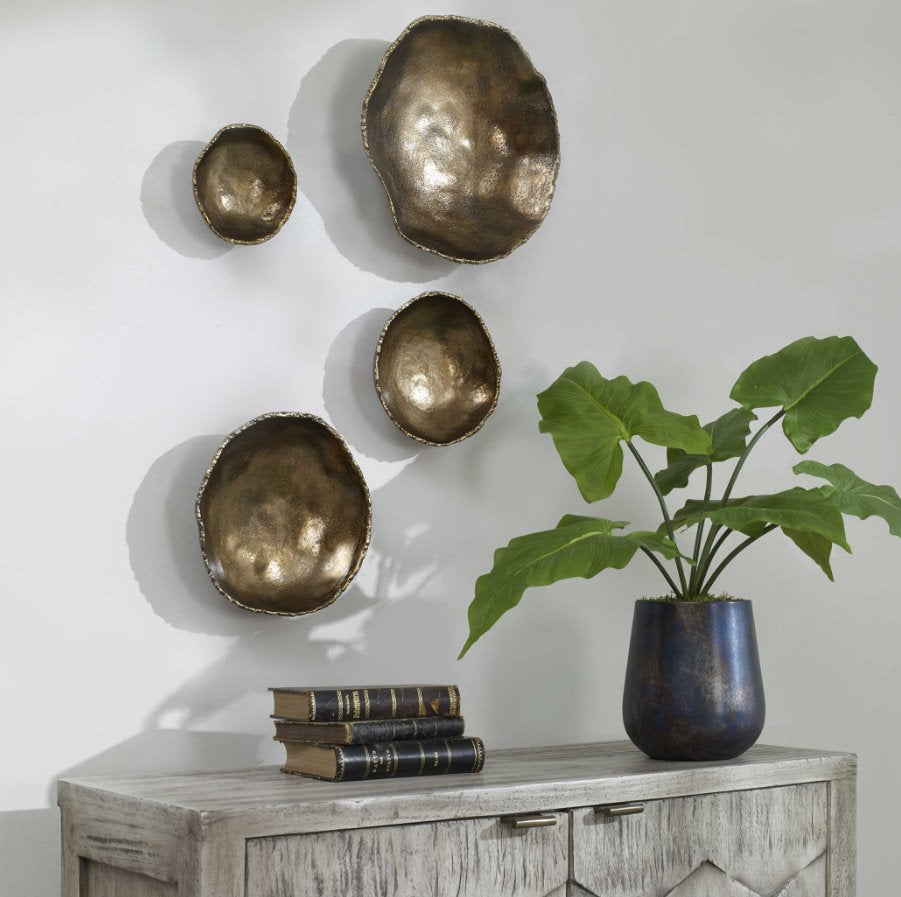 Lucky Coins Brass Metal Wall Decor, Set of 4: 2nd Product Style View