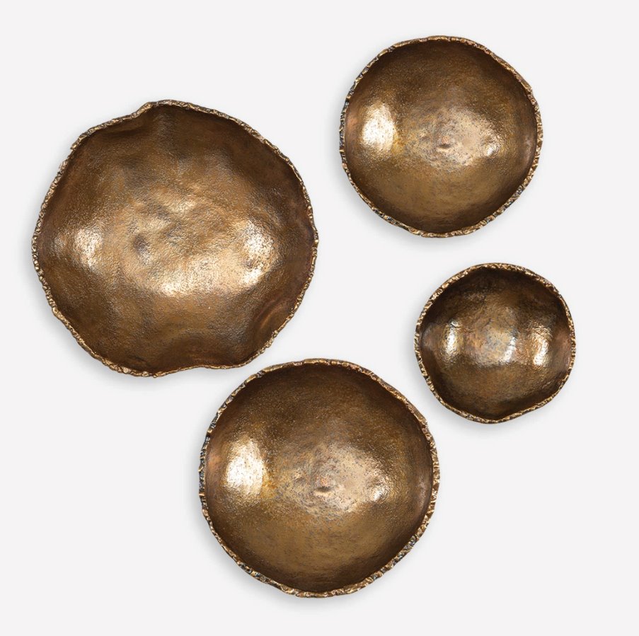 Lucky Coins Brass Metal Wall Decor, Set of 4: Available at City Home PDX