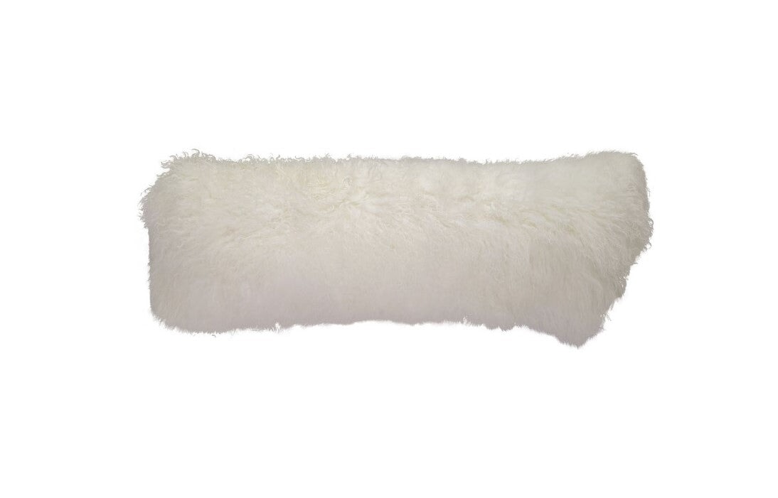 Tibetan Lamb 12x40 Pillow: In White