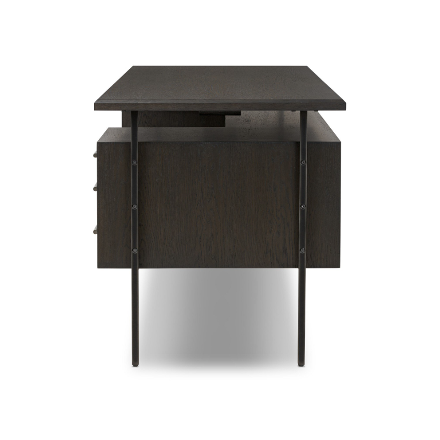 Lauren Desk-Charcoal Oak Resawn Veneer: Product Side View