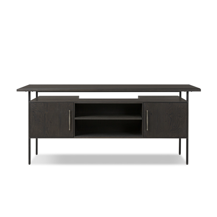 Lauren Desk-Charcoal Oak Resawn Veneer: Back Product View
