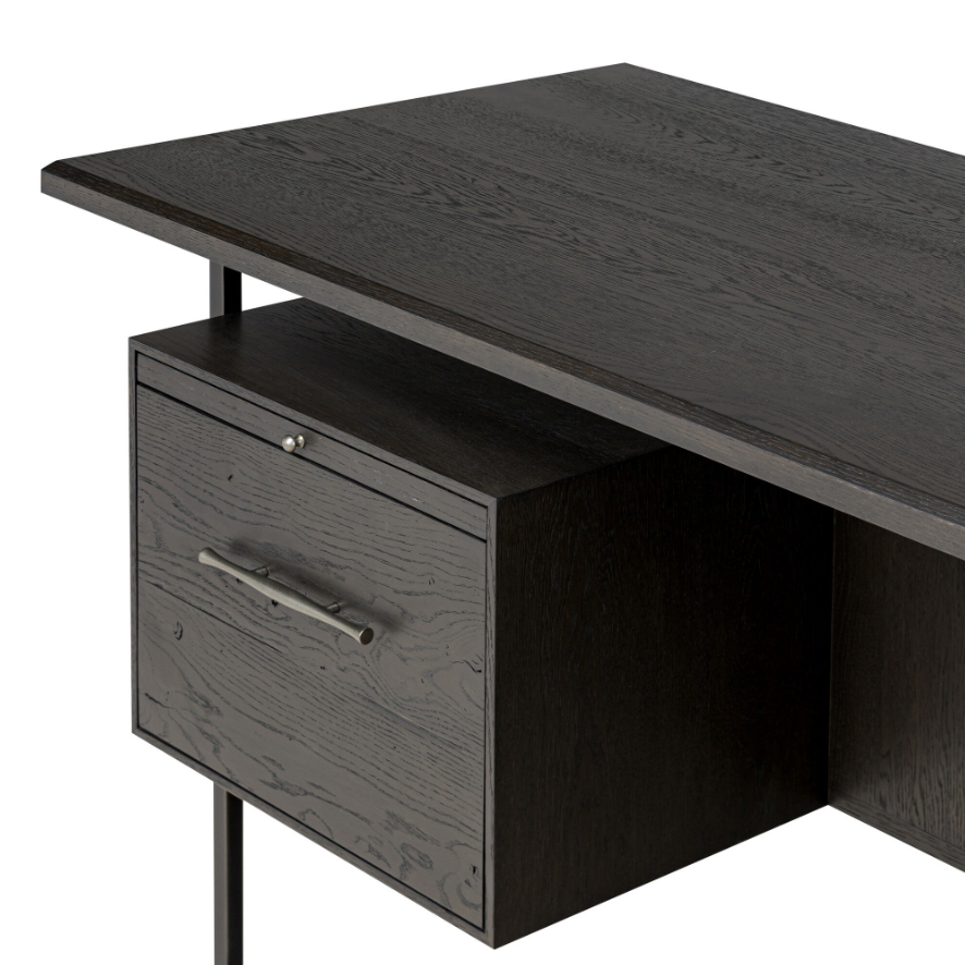 Lauren Desk-Charcoal Oak Resawn Veneer: File Cabinet Product View