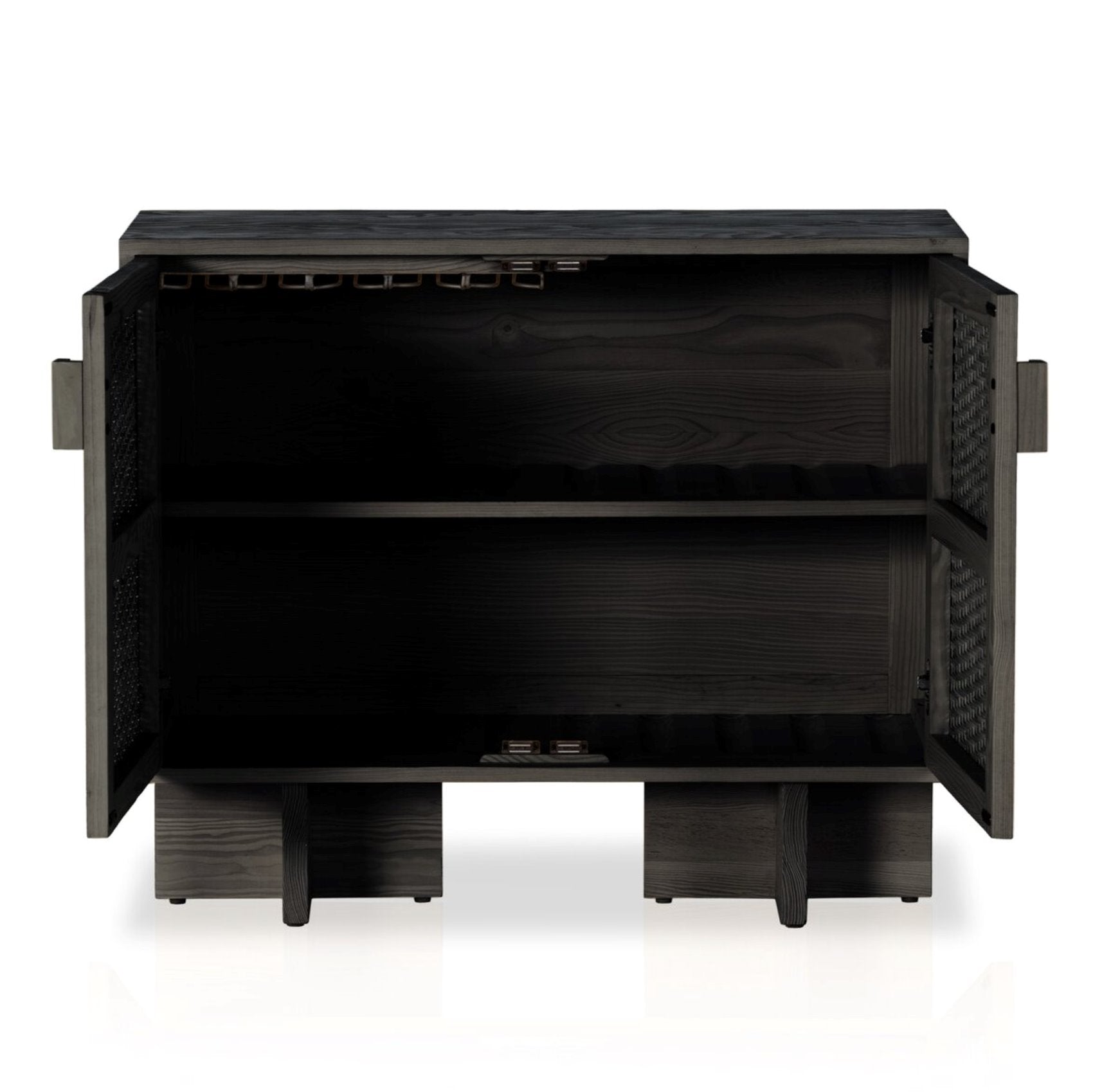 Levon Bar Cabinet: Open Cabinet View