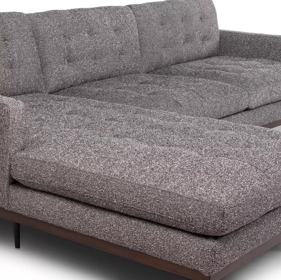 Lexi 2 Piece Sectional in Capri Ebony with Left Chaise: Up-Close Chaise View