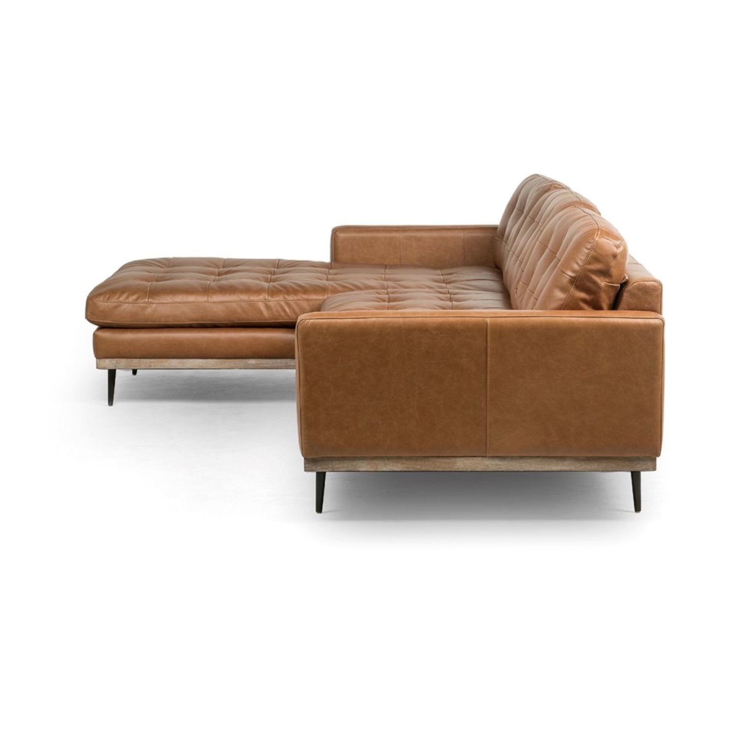 Lexi 2 Piece Leather Sectional with Left Chaise: Product Side View