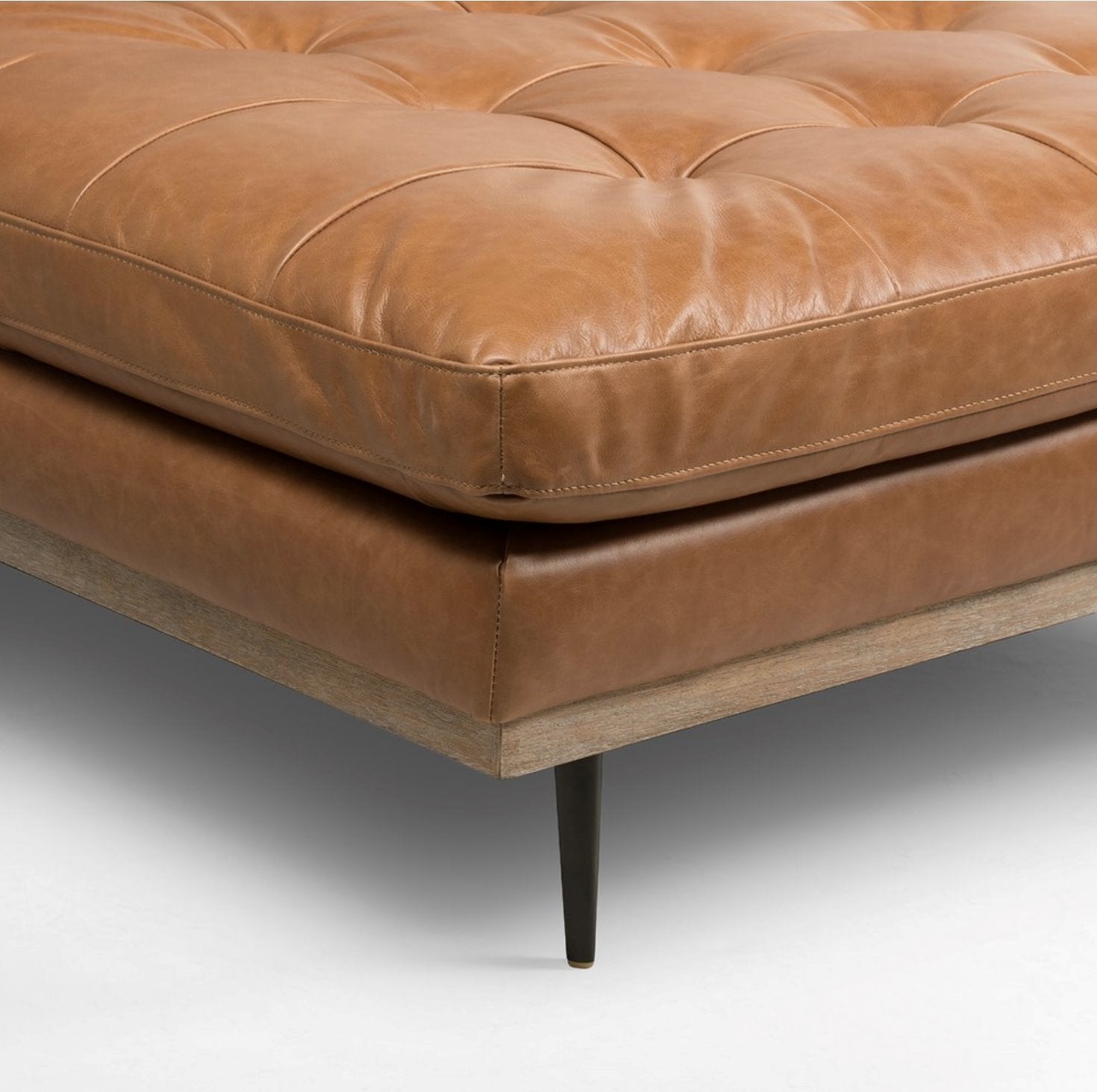 Lexi 2 Piece Leather Sectional with Left Chaise: Up-Close Chaise View