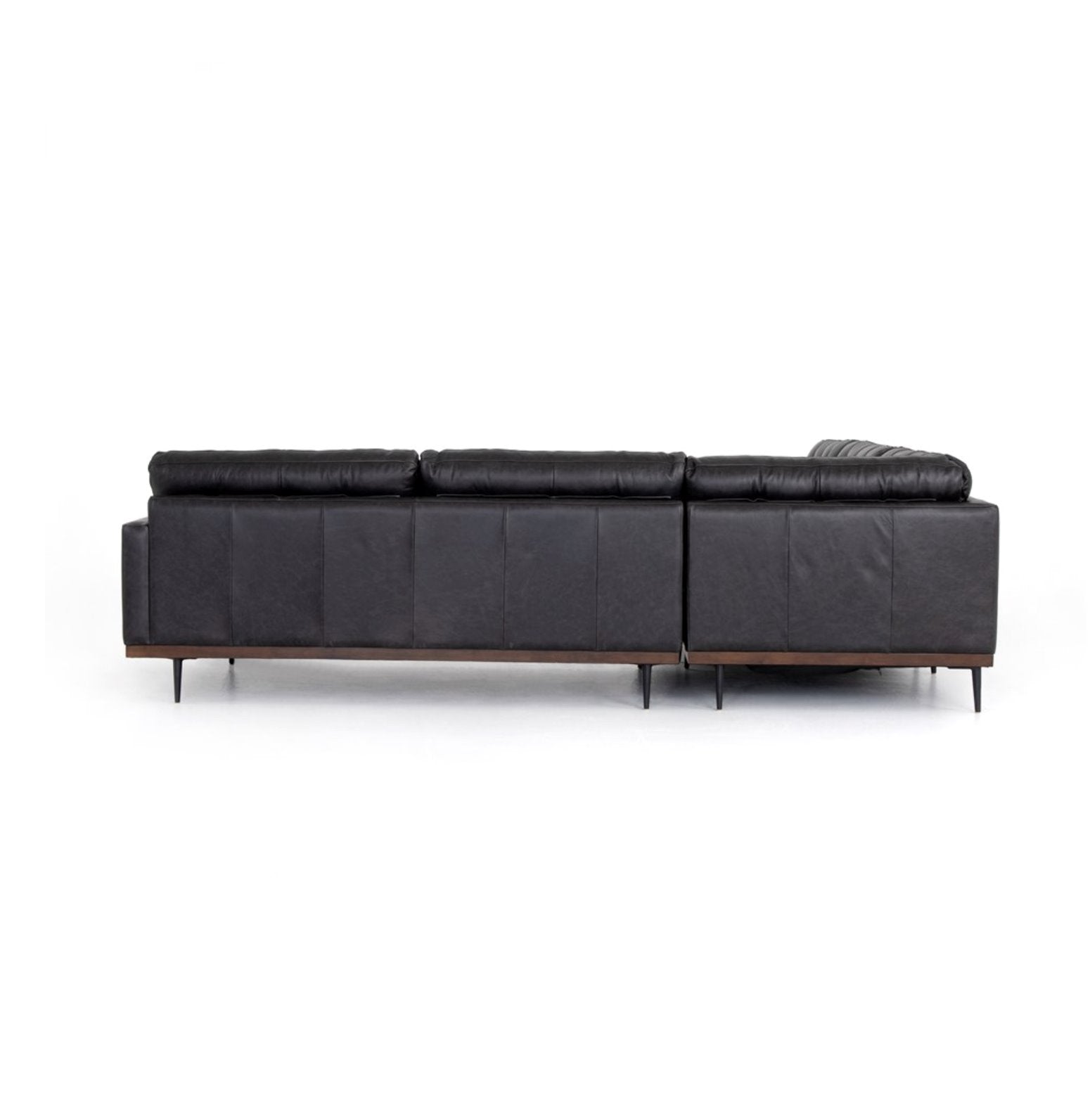 Lexi 3-Piece Leather Sectional in Sonoma Black: Product Back View