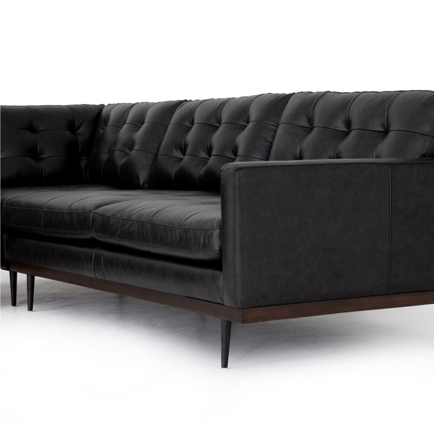 Lexi 3-Piece Leather Sectional in Sonoma Black: 2ND Up-Close Product View